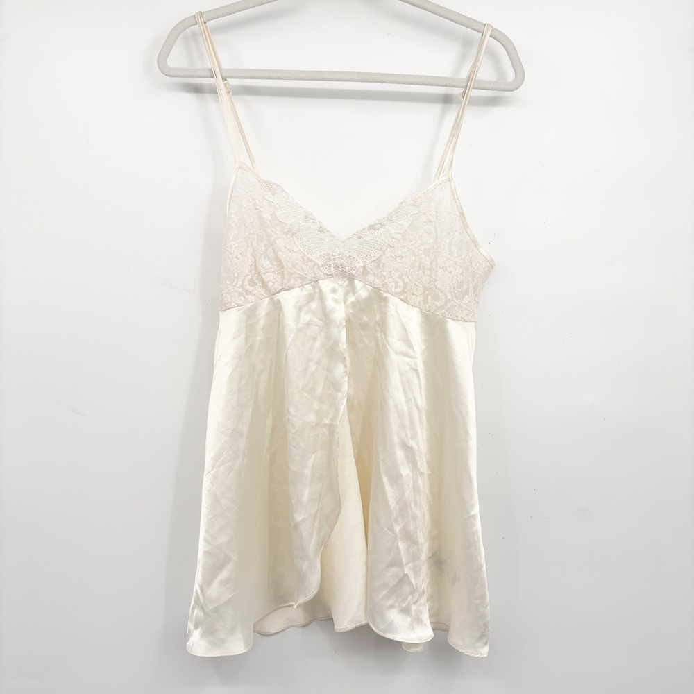 Intimo Amore Womens‎ Y2K Ivory Lace Pearl Trim Romantic Bridal Cami Top Size M